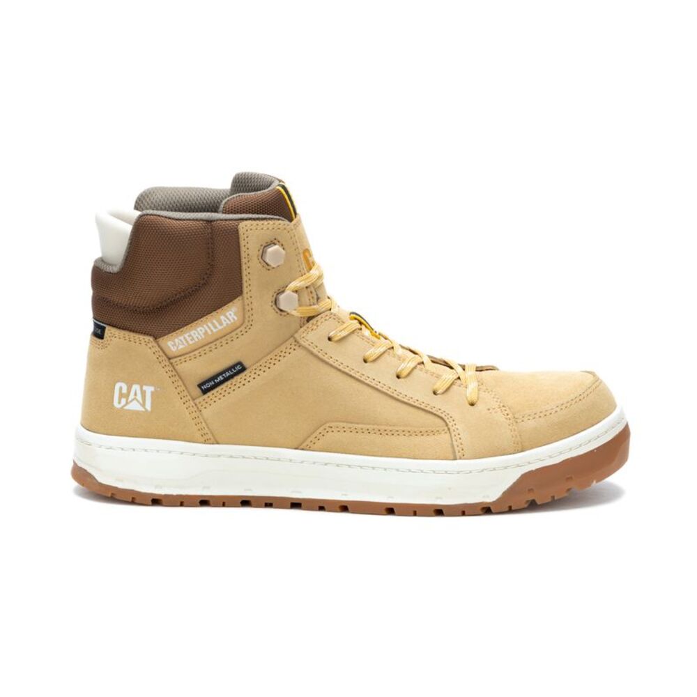 Caterpillar Mens Streamline Court Mid Composite Toe Beige Shoes (NWT)